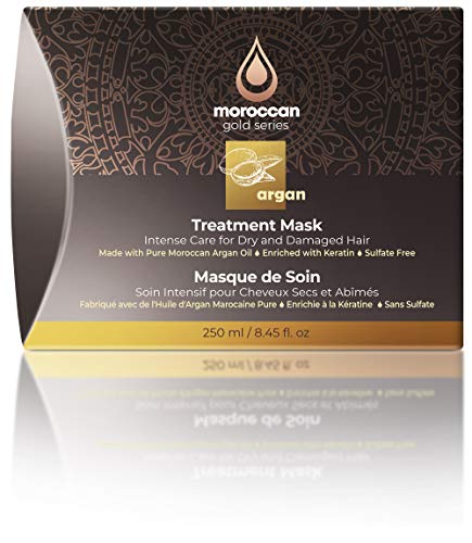 Gold Series Treatment Mask – Deep Hydrating Argan Oil Hair Mask for Dry, Damaged, Color Treated and Curly Hair Enriched with Keratin – Sulfate Free Natural Hair Repair Treatment, 8.45oz