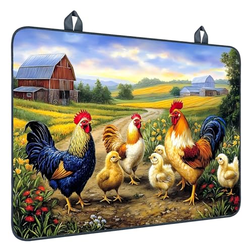 Image of Nuxovilar Farm Rooster Stove Top Cover, 20.47x28.34 Inches Polyester Mat | Cooktop mat kitchen decor glass cooktop cover gas cooktop protector for kitchen, apartment countertop (Farm rooster print)