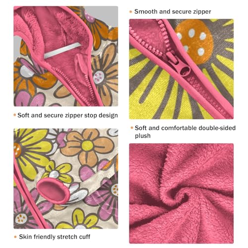 OTVEE Orange Pink Yellow Flowers Kids Hoodie Jacket Fall Spring Full Zip Warm Outwear Coat3