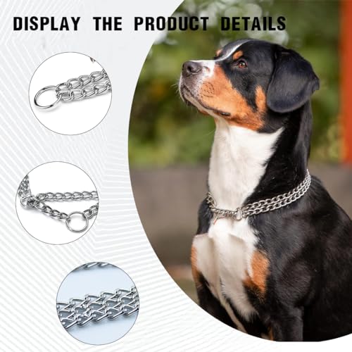 GGUFAY rostfreier Kettenwürger zum Hundetraining - Doppelreihe-Hundehalsband Hundekette aus Edelstahl - kurzgliedrig 2.5mm dick - Länge 50cm Hundehalskette mit Zugbegrenzung