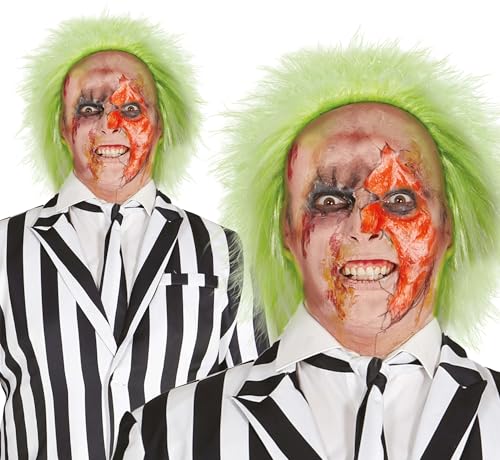 FIESTAS GUIRCA | Peluca Verde Crazy Ghost - Accesorio de Disfraz Temático para Halloween, Carnaval y Fiestas de Cine - Ideal para Adultos - Verde