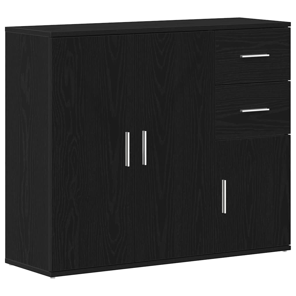 vidaXL Credenza Rovere Nero 91x29,5x75 cm Legno Massello di Argilla
