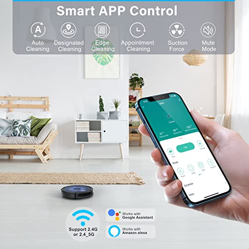 Robot-Aspirador-Lubluelu-2700Pa-Potente-Aspirador-Robot-Inteligente-600ML-Deposito-de-Polvo-WiFiAppAlexa-Controlado-Robot-Aspiradora-Silencioso-de-55-db-para-Suelos-Mascotas-Alfombras