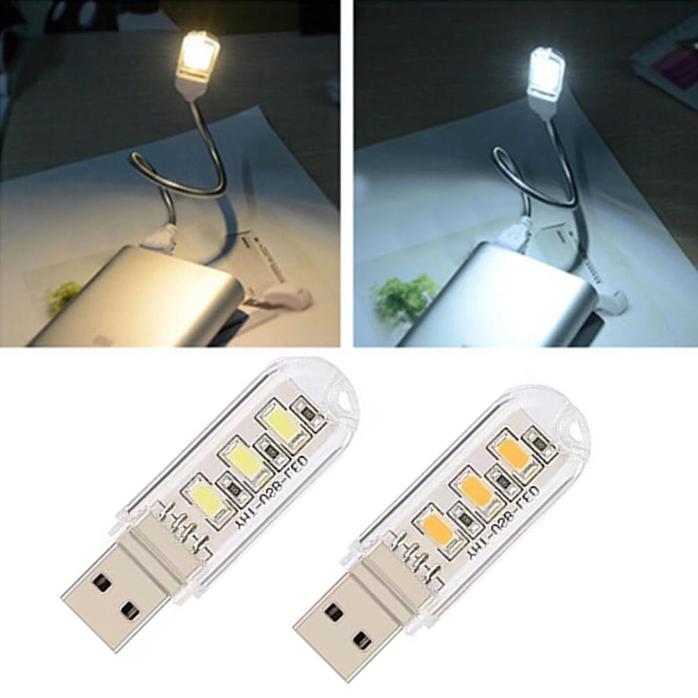 Cerioll LED do laptopa PC, lampka klawiatury komputera, mini przenośna lampa USB, lampa do komputera z 6 mieszanymi światłami LED USB (3 białe + 3 żółte)