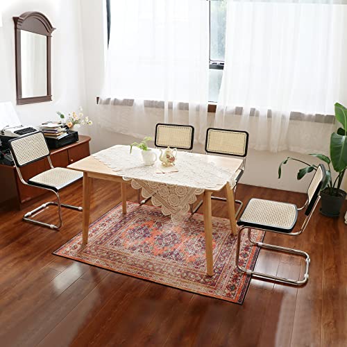 Seonyou Rattan Mid Century Modern Dining Chairs Set Of 4, Dining Room Chairs With Rattan Solid Wood Backrest And Sturdy Metal Leg, Woven Black Cane Back Kitchen Chairs #TOP1