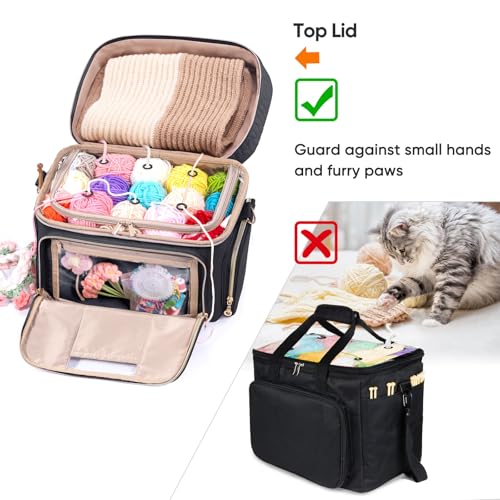 Image of MYBAGZING Crochet Bag Organizer - Yarn Bags for Crocheting - Crochet Storage Bag with Pockets for Crochet Hooks, Crochet Accessories - Yarn Organizers - Yarn Holders for Crocheting - Knitting Bags