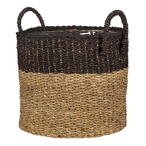 Scheurich Seegras 27, Korbgefäß/Korb-Pflanzgefäß/Korbtopf mit Griffen aus Seegras Farbe: Nut Brown, 28 cm Durchmesser, 24 cm hoch, 13,1 l Vol.