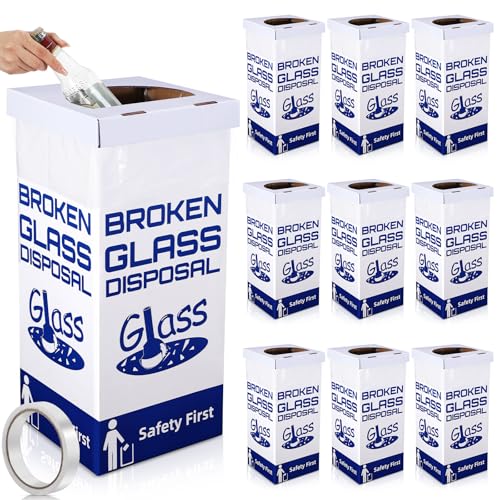 Image of Resurhang 10 Sets Cardboard Broken Glass Disposal Box Floor Model Laboratory Safe Trash Can for Glass Sharps Disposable Garbage Disposal Container Cartons Trash Bins (12 inch L X 12 inch W X 27 inch H)