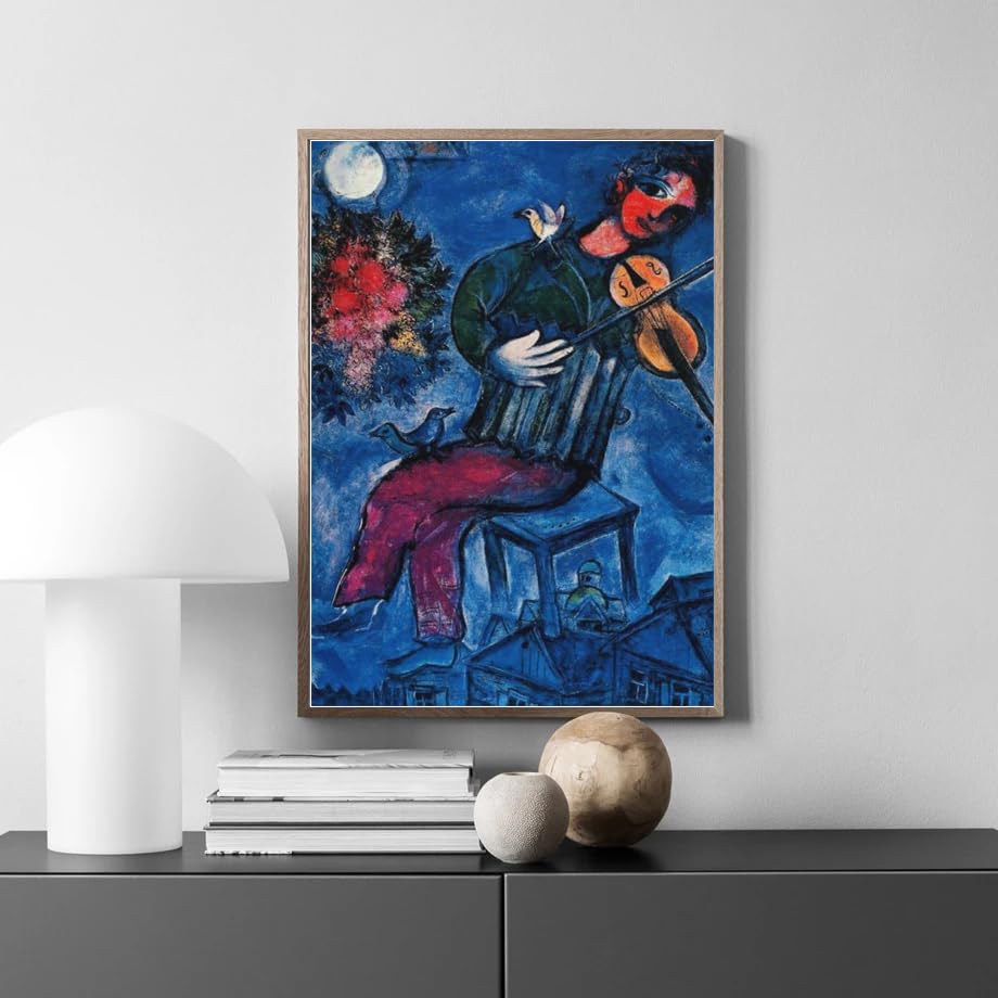KEYGEM Marc Chagall Poster and Prints《The Blue Fiddler》Painting