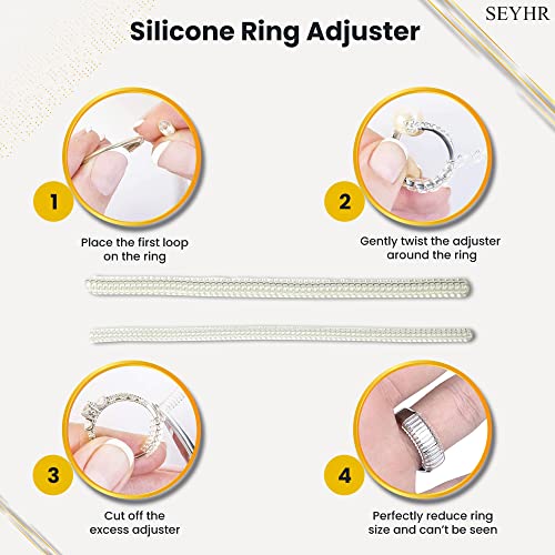 Seyhr Ring Sizer Measuring Tool Set With Ring Mandrel Us Size 1-13 Eu 41-76 Black Ring Sizing Kit & Transparent Ring Sizer Adjuster For Loose Rings With Microfiber Polishing Cloth #TOP3