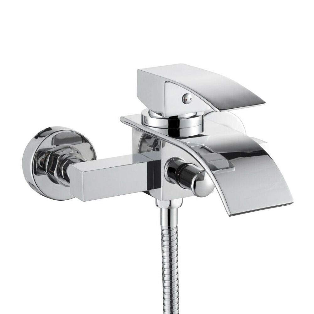 Badewannenarmatur mit Handbrause Badewanne Duschsysteme Duscharmatur mit Wasserfall Auslauf Einhebel-Wannenarmatur Badarmatur für Bad Badezimmer Dusche