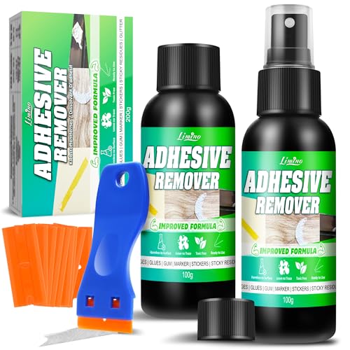 Dissolvant de Colle - Mise à niveau de la formule Spray enlève-colle avec outil, pour autocollants sur voitures, fenêtres, murs, dissolvant d'adhésifs pour résidus...