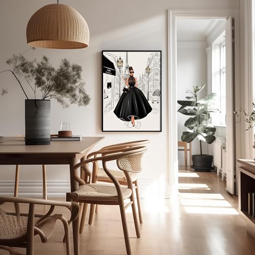 Image of Poster Master Lady in Black Print - Fashion Poster - Paris Designer Art - Modern Wall Design - Chic Gift for Women & Fashionista - Glam Decor for Bedroom or Girl's Room - 24x32 Unframed Wall Art