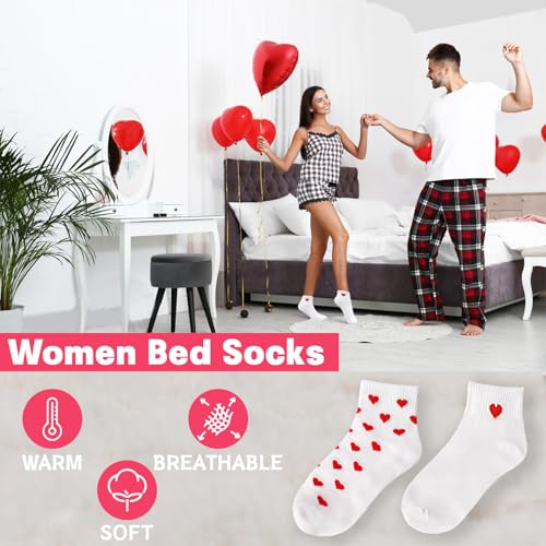 4 Pairs Heart Ankle Socks,Cute Novelty Crew Sock for Womens Teens Girls,Girlfriend,Wife as Valentine's Day Gift,Red Heart Pattern3