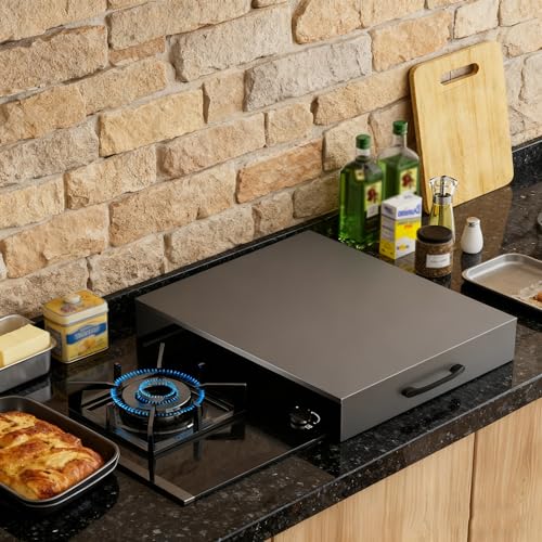 Gas Cooker Covers Tops, Cutting Board Stove Cover Multifunctional Stove Cover for Small Kitchen, Meal Preparation Area, Small Apartment, Rental House(Grey,L13.78xW17.72xH2.76IN)
