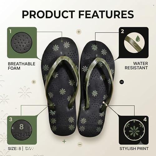 Image of Women's Flip Flops, Red Color,Floral Print, Casual Slippers