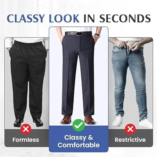Truecups Mens Pants OldenEase Men’s Pleated Ice Silk High-Waist Comfort Pants for Seniors Lightweight & Breathable4