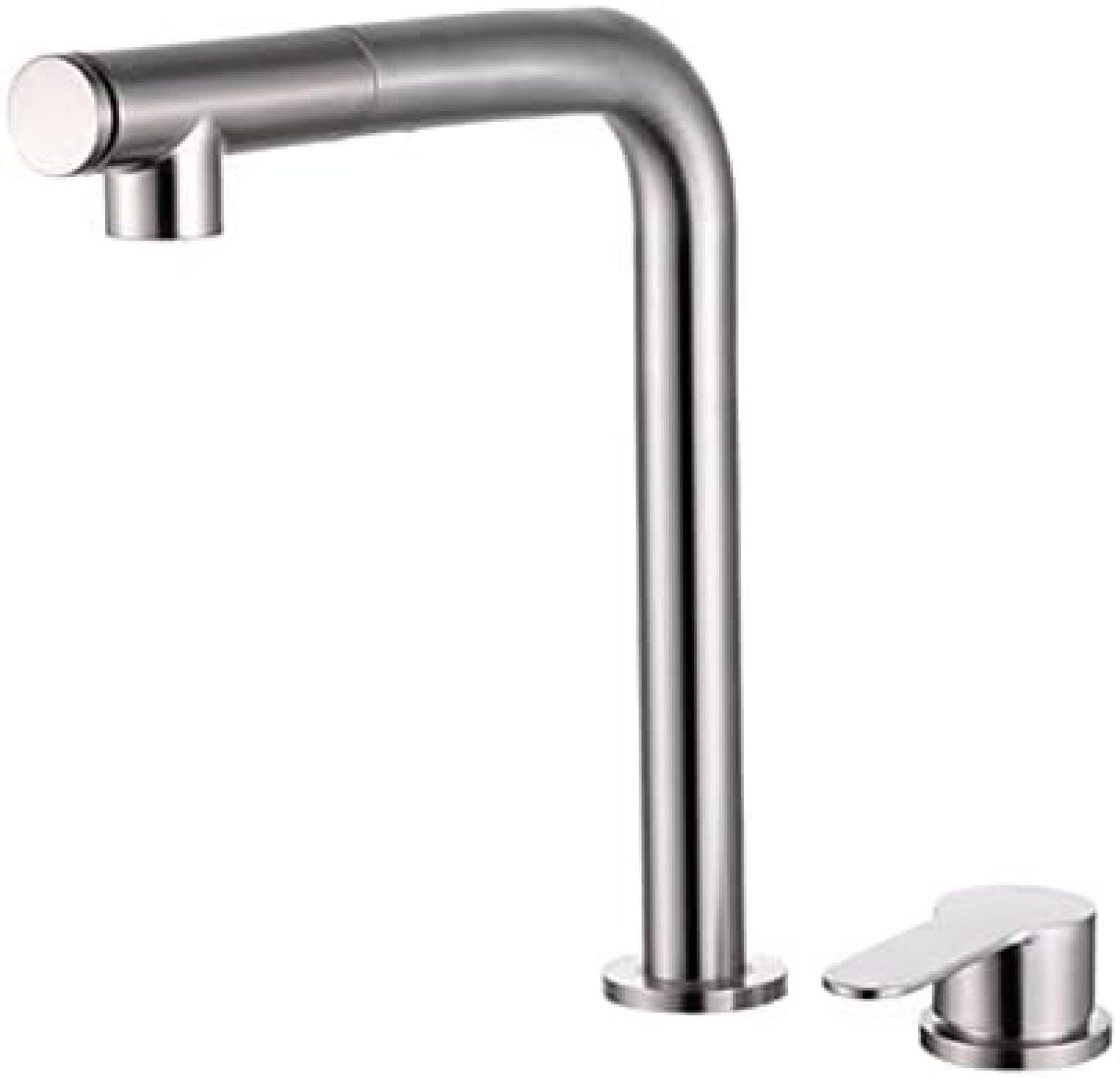 BHFPFZA Stainless Steel Kitchen Sink Mixer Tap with Pull Out Sprayer Hot and Cold Water Swivel Faucet Brushed Finish Adjustable Height Feature