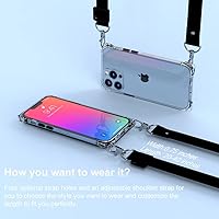 Vista 2 de Funda transparente para iPhone 13 Pro Max con correa cruzada ajustable desmontable, ajuste delgado, funda protectora a prueba de golpes con cordón