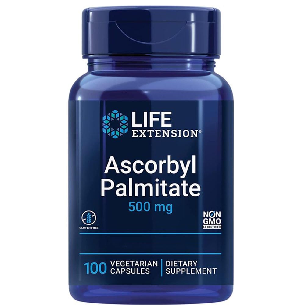 Life ExtensionAscorbyl Palmitate, 500mg, Fat-Soluble Vitamin C, High-Dose, 100 Vegan Capsules, Laboratory-Tested, Gluten-Free, Vegetarian, SOYA-Free, Non-GMO