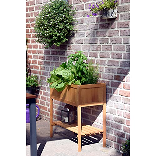dobar® 58250e kompaktes Hochbeet | Erhöhtes Gemüsebeet | Kräuterbeet aus Holz | Balkonbeet für Salat | Pflanzkasten für Balkon/Garten/Terrasse | 76 x 40 x 80 cm | Braun