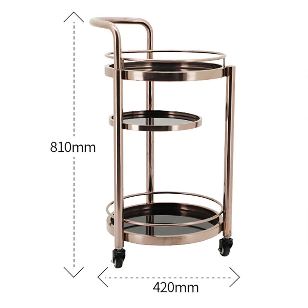 Carro de Servicio Moderno con 3 estantes Abiertos, Carrito para té y Vino con 3 Ruedas, Ideal para Cocina, Hotel o Restaurante.