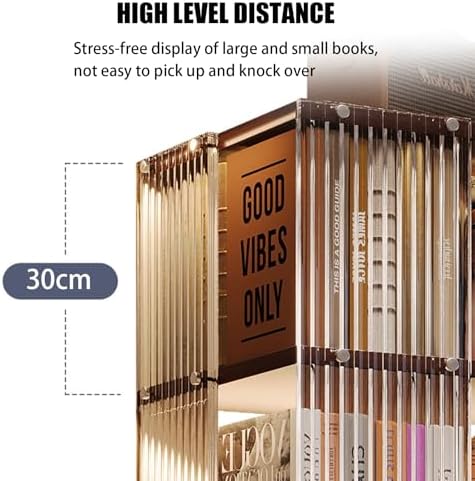 Multi-Level Acrylic Mobile Display Stand with Universal Wheels, Free Rotating Showcase for Collectibles & Ornaments, Perfect for Home & Office (Natural, 40 * 40 * 125cm)