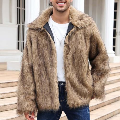 Faux Fur Jacket for Men Fleece Winter Jacket Fuzzy Open Front Cardigan Big and Tall Warm Jacket Zip Up Coats4
