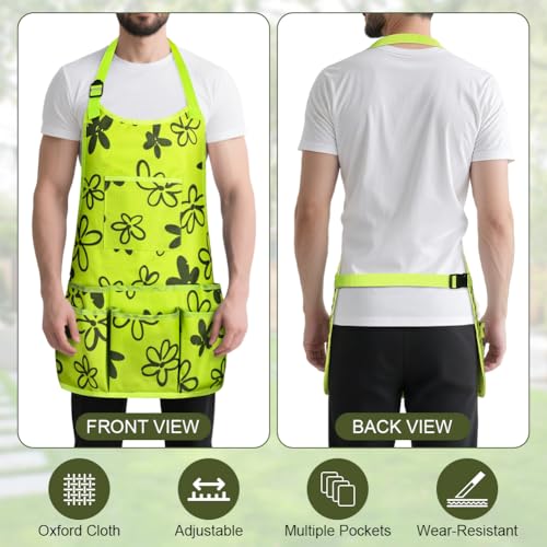 Alaoo Gärtnerschürze, 14 Taschen Oxford-Stoff Garten Schürze, wasserdichte verstellbar Schürze für Gartenarbeit, Kochen und Putzen