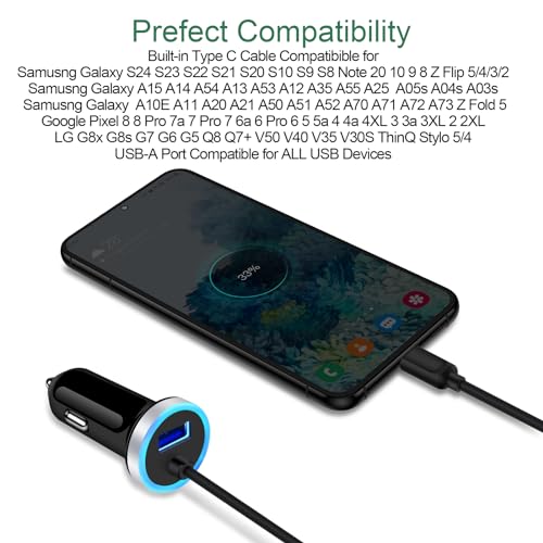 Sidpro RC8 Usb C Car Charger, 3.4A Fast Charging Car Charger For Samsung Galaxy S24 S23 S22 S21 S20 S10E S9 S8 Note 20 10 A16 A15 A14 A50 A20 A51 A71 A21 A10E thumb #5