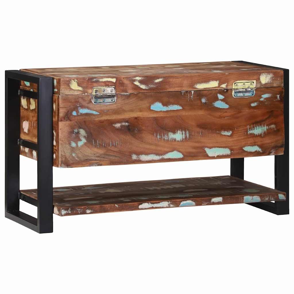 Baúl de madera maciza de 80 x 35 x 45 cm