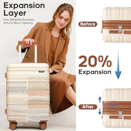 Suitcase Set PC Hard Shell, 20/24/28 IN Expandable Carry On Luggage with TSA Lock Spinner Wheels Extension Handle, Luggage Set 6 Piece - Image 6