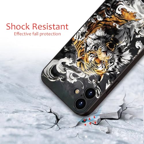 Printed with Tiger for iPhone 16 case, Silicone Soft Shockproof case King Tiger Mysterious Cloud Pattern Prints- Imperial Grandeur(A2- Tigers-Animal)