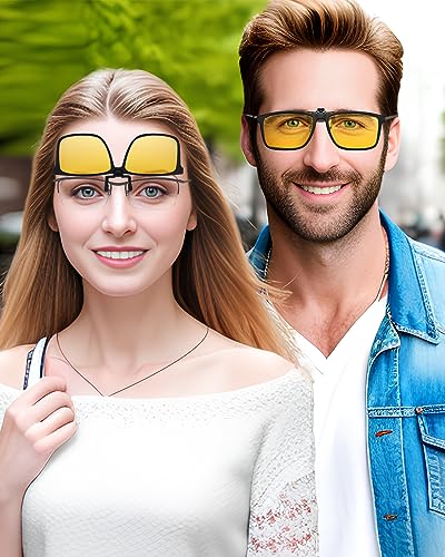 Image of LUFF Polarized /Night Vision Clip on Sunglasses /Myopia Glasses for Driving Black-Yellow