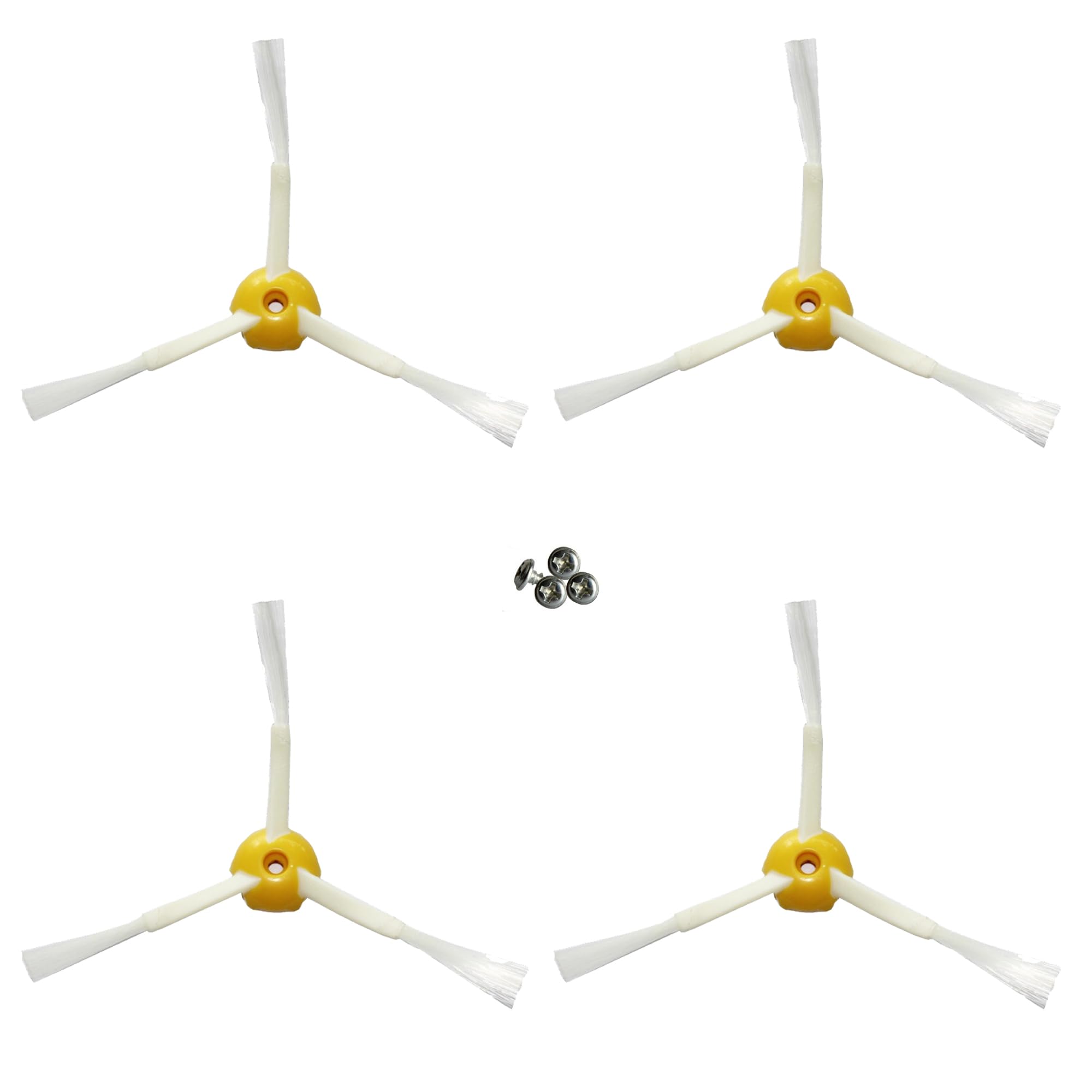 MIRTUXPack of 4 replacement side brushes compatible with Roomba 500, 600 and 700. Kit of 3 blades blades. Maximum quality replacements. Includes screws to adjust the brushes.