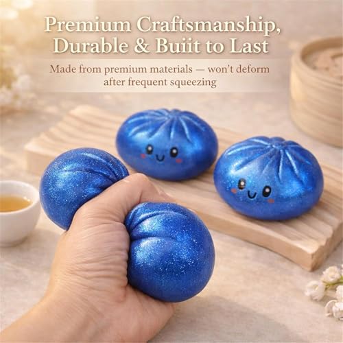 Image of Glitter Dumpling, Glitter Dumpling Squishy Box, Dumplings Squishy, Anxiety Relief Fidget, Soft Squeeze Decompression Dough (White)