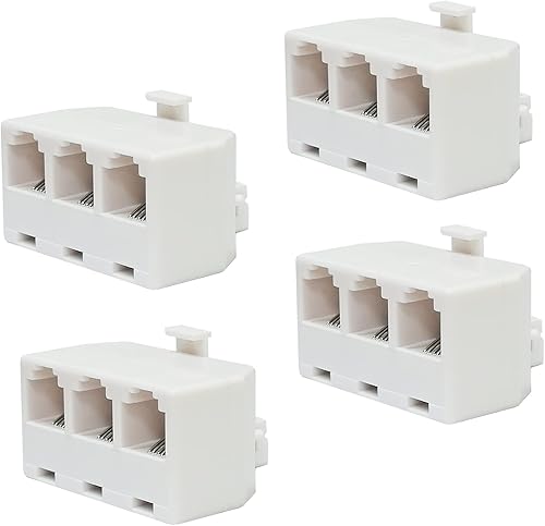Antfly Divisores de teléfono, paquete de 4 conectores RJ11 6P4C de pared de 1 a 2 adaptadores modulares convertidor adaptador para oficina, hogar,