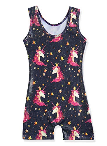 HOZIY Girls Gymnastics Leotards for Kids Tumbling Outfits Biketard Sparkle Adorable Pattern