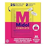 Midol Complete On The Go Caplets with Acetaminophen for Menstrual Symptom Relief, Period Cramp and Menstrual Pain Relief, 50 Count (25 Pouches of 2)