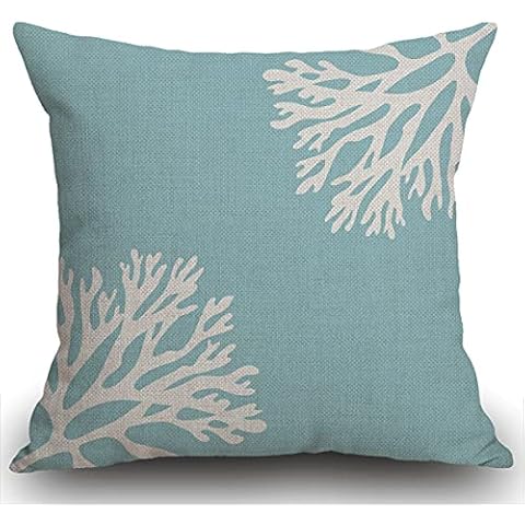 Smooffly Light Blue Sea Coral Cushion Cover Cover