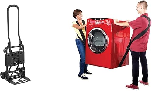 COSCO 12223BLK1E - Correas de movimiento plegables 2 en 1 para carretilla de mano, carrito y hombro, correa de elevación para 2 mudanzas, mover,