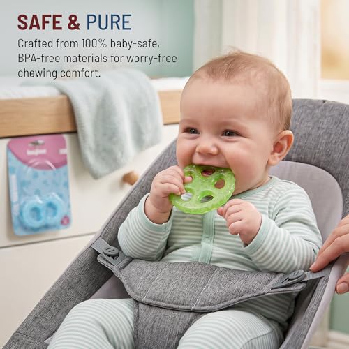 Image of Baybee Natural Silicone Baby Teether for 3-12 Months | Bpa Free Food Grade Soft Silicone Teething Relief Toys for Infants, Babies, Pack of 2 | Gum Safe Soothers Infant Oral Care & Baby Essentials Gift