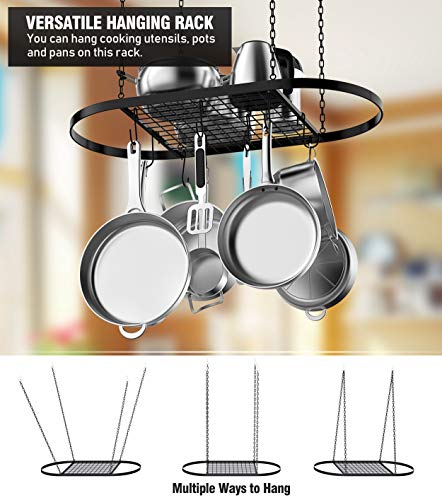 Kaptron Pot Rack Ceiling Mount Cookware Pan Rack Hanging Hanger Organizer Storage With 10 Pot Hooks - Multi-Purpose Organizer Holder For Home, Restaurant, Kitchen Cookware, Utensils, Household #TOP3