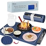 Silicone Electric Food Warming Tray - Portable Food Warmers for Parties with 8 Adjustable Temperature Setting, Smart Touchscreen, Booking and Child Lock - Foldable Heating Mat for Gatherings&Home Use