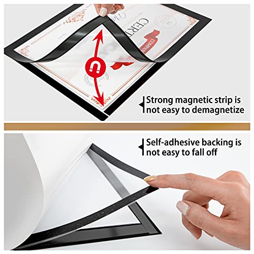 Pujiang 8.5"X11" Magnetic Sign Holder, Double Sided Window Self-Adhesive Frame, Transparent Pvc And Strong Magnetic Display Frame For Home/Office/Poster/Certificate/Child Artwork Display (Black,6Pack) #TOP4