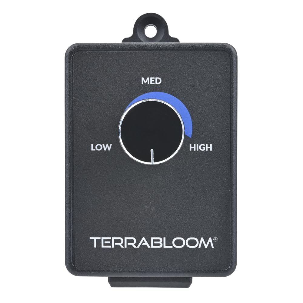 TerraBloom Fan Speed Controller For Booster Inline Exhaust and Duct Fans. Blower Airflow and Motor Speed Adjuster. Rated For Up To 350W. Continuous Dial Rheostat Control