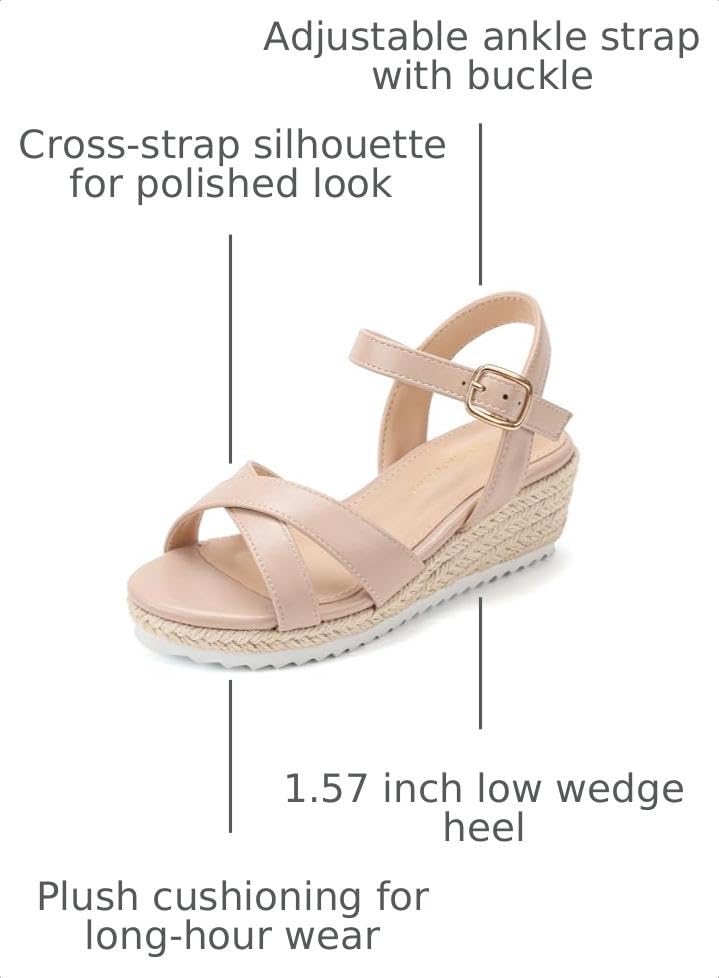 Image of PANDNAINJIA Girls Sandals Wedge Platform Heels Dress Shoes