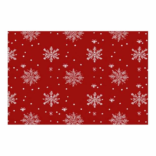 Décoration murale de Noël pour salon fleur de neige rouge hiver 70x100cm