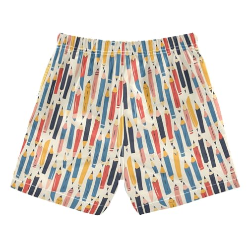 ALAZA Funny Pencil Boys Quick Dry Beach Board Shorts Kids Swim Trunks Bathing Suit Swimsuit XL Multicolor2