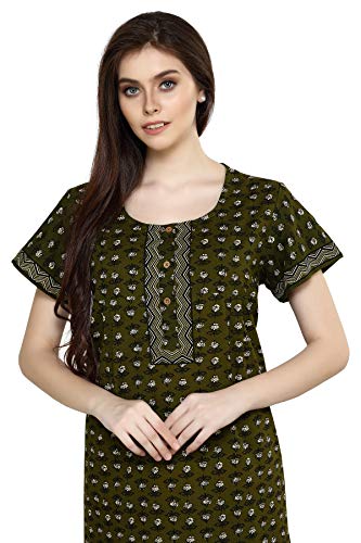 Image of Evolove Women's Cotton Long Maxi Night Gown Nighty Dress with Pocket, Super Soft Comfortable (LNG-Cotton-2)